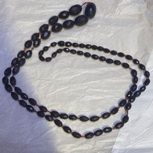 22” long Vintage jet Black Beaded Necklace